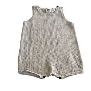 Noma Boys Ecru Solid Pointelle Knit Summer Cotton Romper size 2